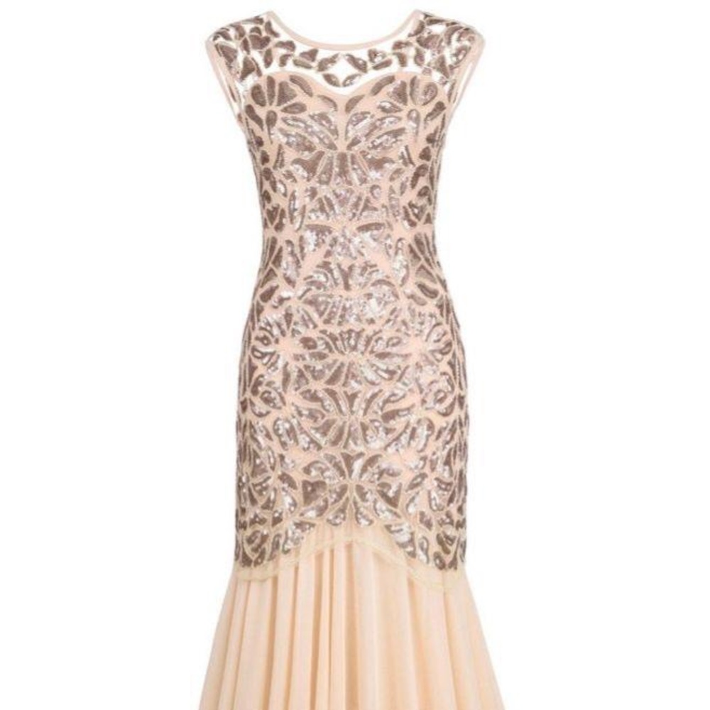 PrettyGuide 1920’s Rose Gold Gatsby Formal dress